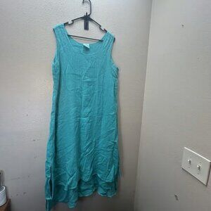 Click Color Me Cotton Lagenlook Minimalist Lightweight Blue MIDI Maxi Dress XL
